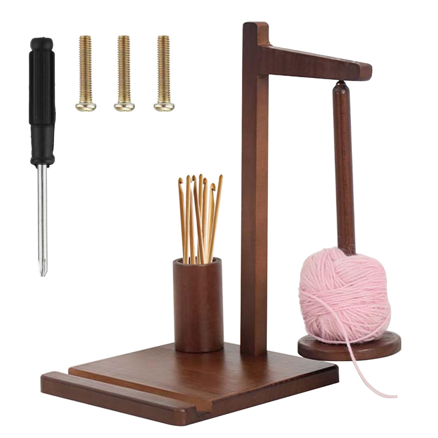 Yarn Holder Wooden Yarn Spinner for Crocheting & Knitting Yarn Dispenser with Rotating Magnetic Straight Axis Yarn Stand Organizer Wooden Yarn Shaft Rotating Tool for Knitting Lovers Supplies Gift