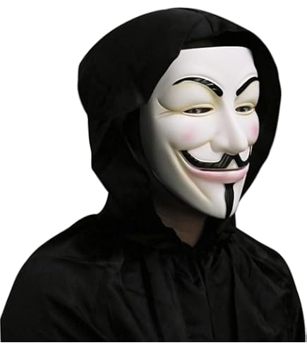 Máscara Facial De Anonymous Para Adulto | Color Blanco Y Negro | Ideal Para Halloween, Carnaval Y Cosplay | Protege Tu Identidad Con Estilo
