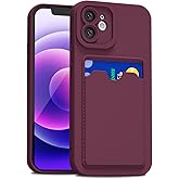 LoeoeL for iPhone 12 Mini Case with Card Holder Slim, Thin Silicone Wallet Phone Case with Credit Card Slot for Women Men, Soft Rubber Gel TPU with Pocket Shockproof Camera Cover, Burgundy Maroon