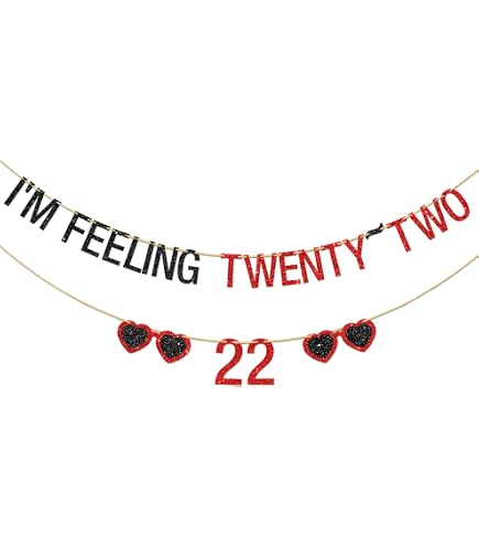 "I'm Feeling 22" Birthday Banner | 7.5 Ft Silver Glitter | 22nd Birthday Party Decorations For Girls