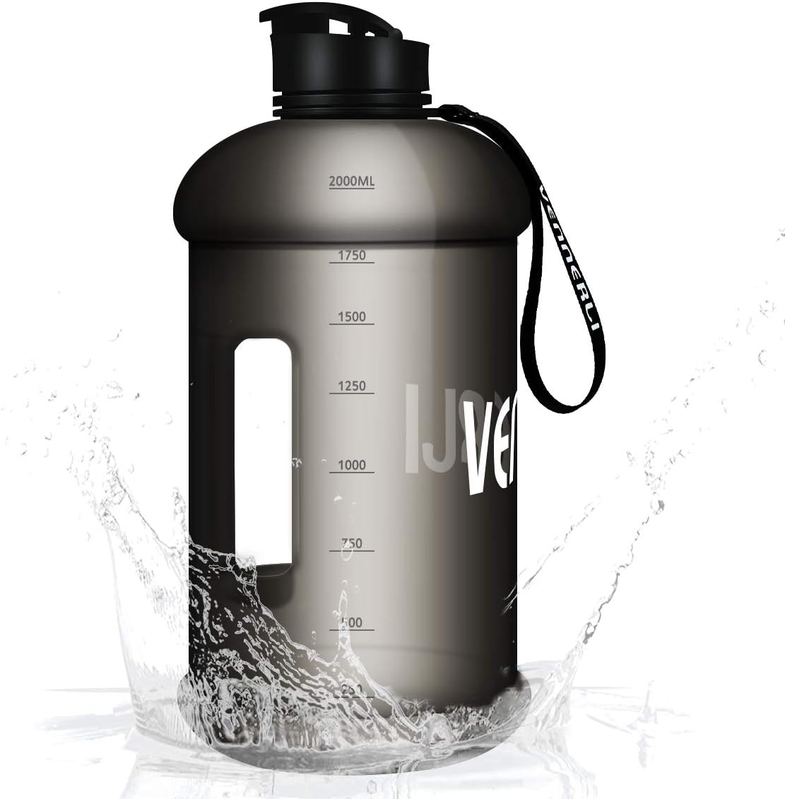 VENNERLI Half Gallon Water Bottle 2.2L Large Sports Water Jug with Handle 74 oz BPA-free Reusable Leakproof Hydro Bottle for Gym Yoga Travel Camping Cycling Outdoor Sports