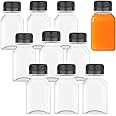 10 Pcs 4 Oz Plastic Juice Bottles with Black Tamper Proof Seal Caps, Empty Clear Beverage Containers for Juice, Smoothie, Mil