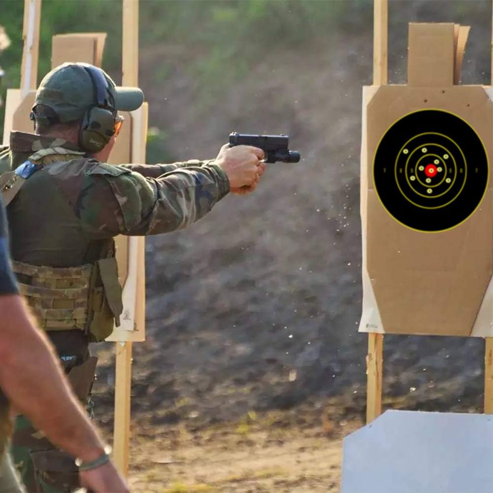 TEGE 30 & 60 & 100 Pack Shooting Targets 8×8 inch Adhesive Shooting Targets Reactive Self Stick Splatter Paper - Gun - Rifle - Pistol - Airsoft - BB Gun - Pellet Gun - Air Rifle : Sports & Outdoors