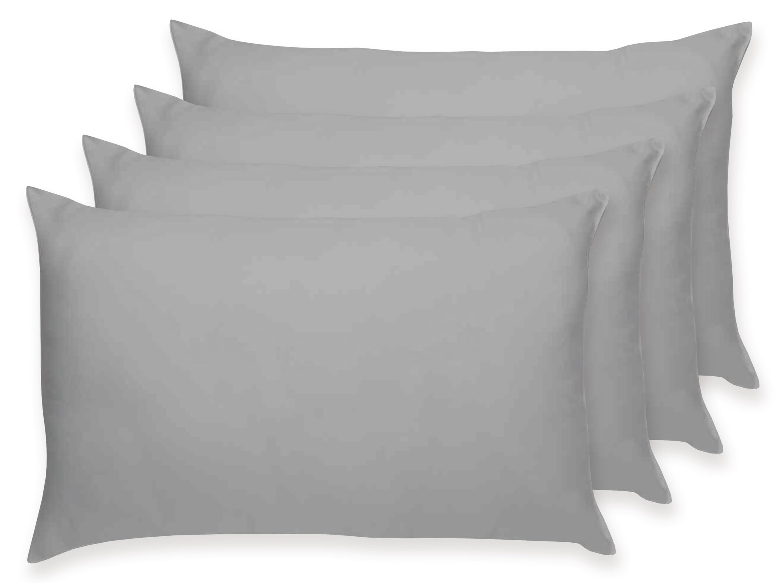 Rayyan Linen 4 Pack Pillow Cases 100% Egyptian Cotton 200 Thread Counts 50 x 75 cm (Grey Silver)