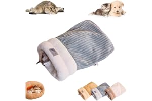 JCATPD Cat Sleeping Bag for Indoor Cats Cozy Winter Cats Sleeping Bags Soft Plush Cat Sack Self Warm Pet Bed Cave Kittens Tunnel Pet Hideaway Calming Bed for Kittens (Gray, L-21.3x17.7in)