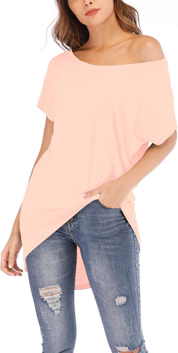 asymmetric batwing off shoulder blouse