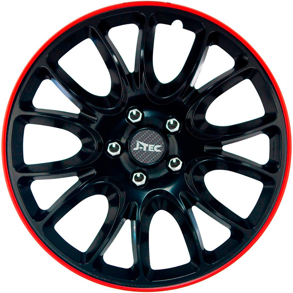 J-Tec Set of 4 wheel covers Hero GTR 14-inch black/red trim