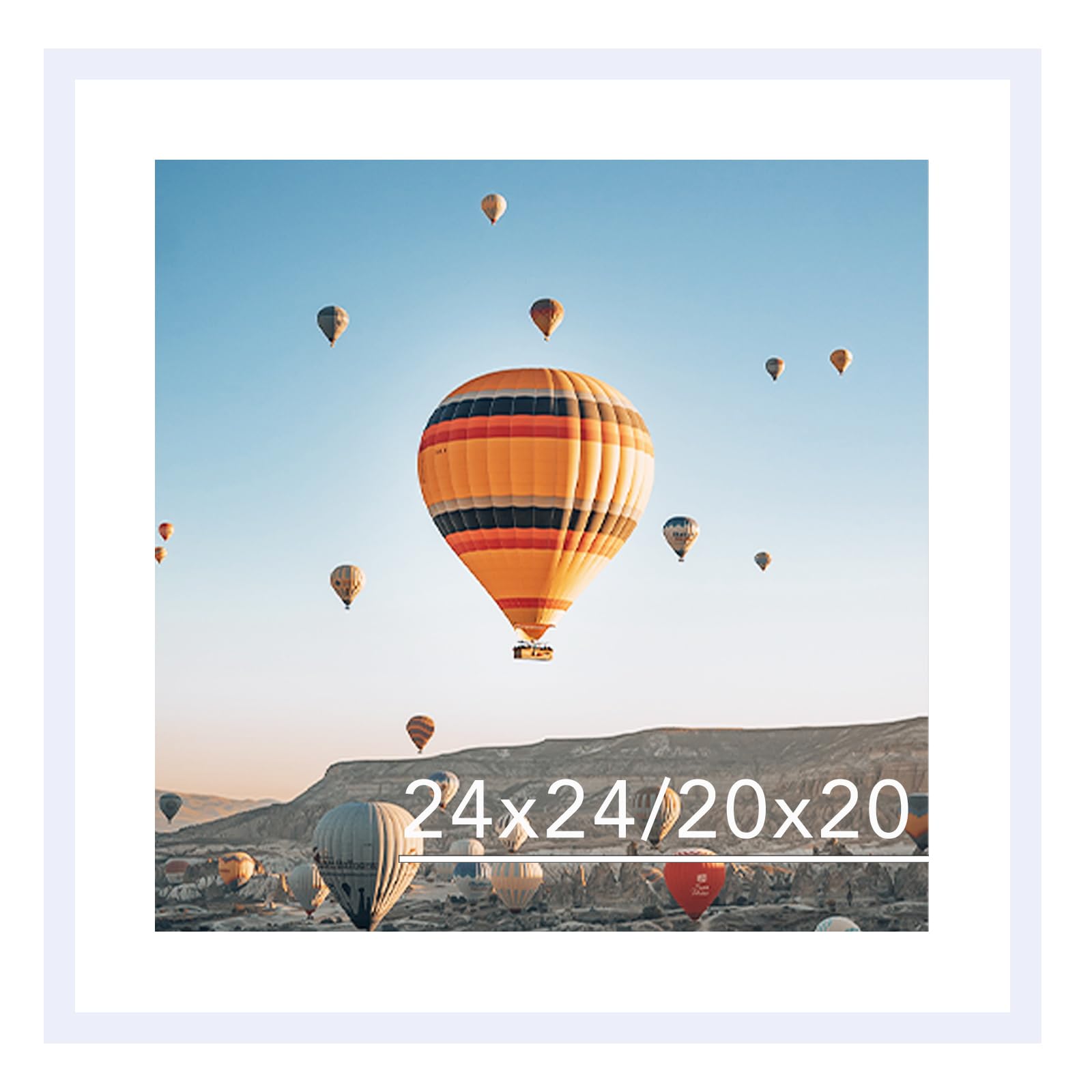 Photo 1 of **PICTURE AND GLASS ONLY/MISSING FRAME**JCJMY 24x24 Picture Frame White with 20x20 Mat, Display Photo 20x20 with Mat or 24 x 24 Without Mat, Wall Hanging Large 24x24 Poster Frame with Shatter Resistant Plexiglass, White