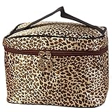 DATEWORK Women Leopard Print Cosmetic Bags (Brown)