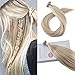 Moresoo 20 Inch Nano Human Hair Extensions 50s 40g Pre Bonded Extensions Color 18 Ash Blonde Highlighted with 613 Blonde Nano Loop Hair Extensions Human Hair