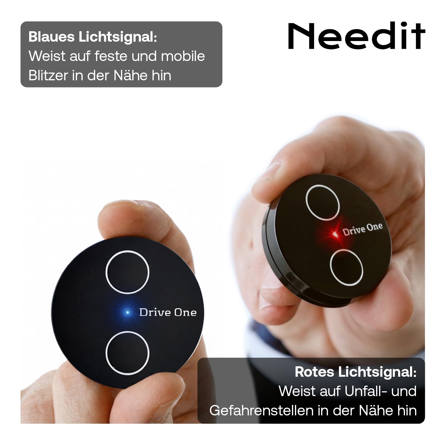 Needit Drive One 2 Verkehrswarner [Neues Modell 2026] I Warnt vor Kontrollen und Gefahren im Straßenverkehr I LED Anzeige automatisch aktiv I Daten von BlitzerApp 6