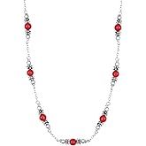 Amazon Essentials Fine Silver-Plated Western Beaded Necklace, 16"
