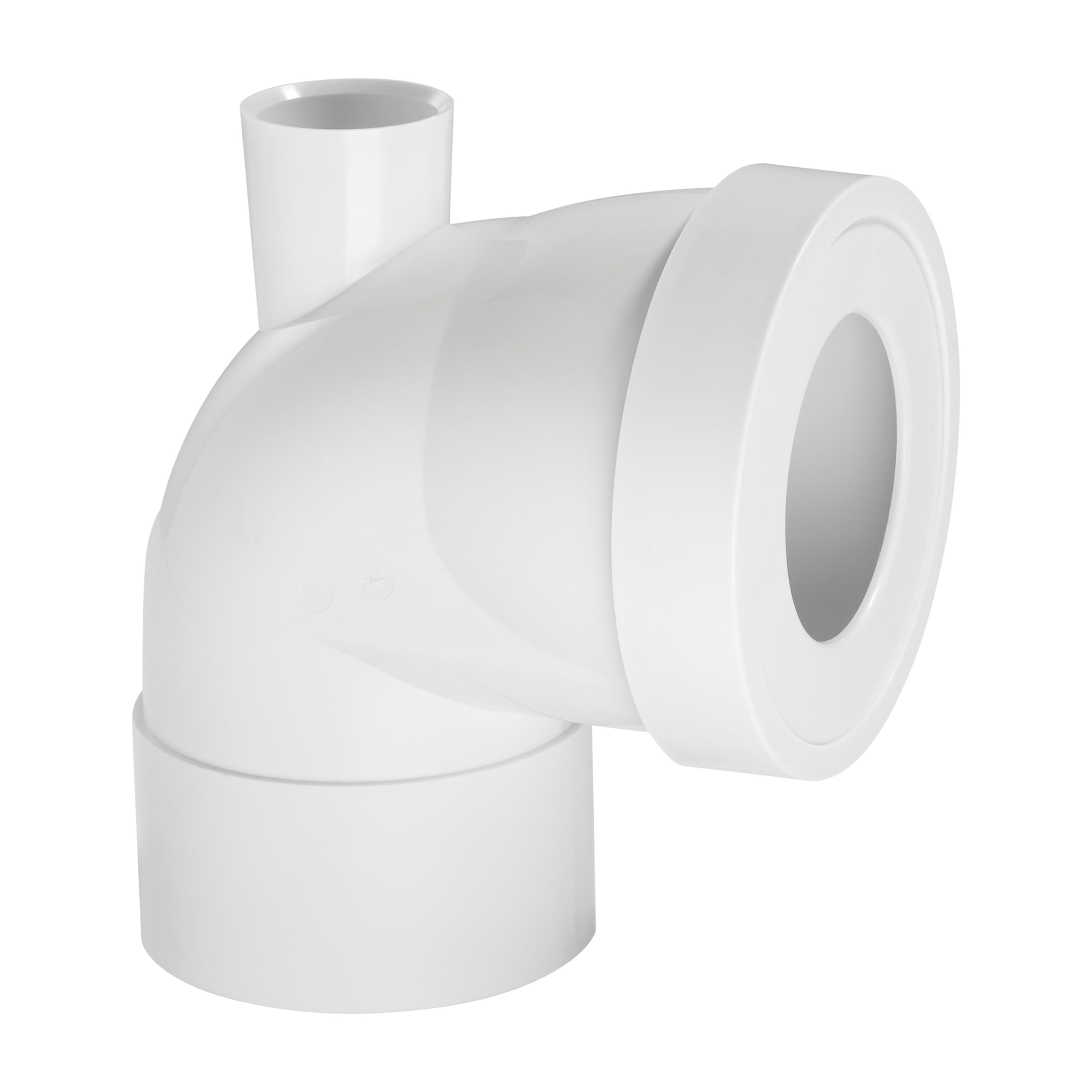 Wirquin 71020202 Short Rigid Curved Female Pan Connector with Fin, Diameter 100mm + Female Spigot