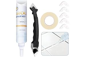 LSKYSAGA 17.64 oz Tile Grout Repair Kit - Grout Filler, Fast Drying Sealer Waterproof Paint with Silicone Trowel Scraper, Restore & Renew Bathroom Shower Kitchen Floor Tile Joints, Line, Gaps (White)