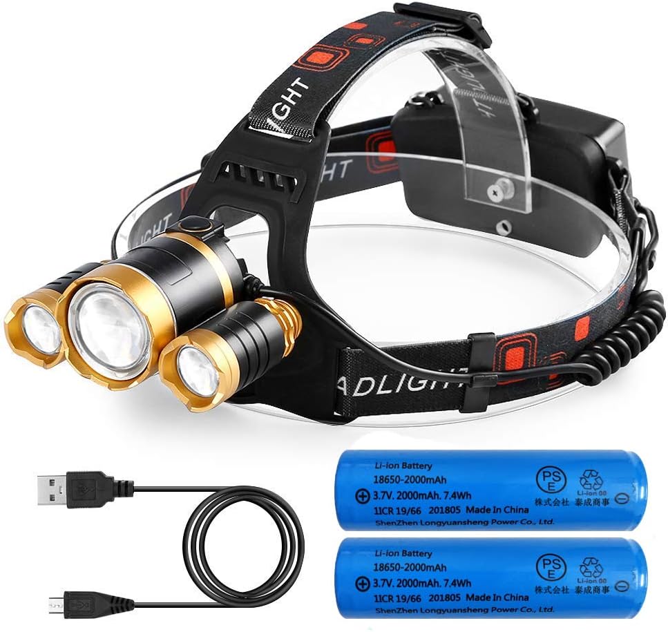 Torce Da Testa LED Ricaricabili (2 Pezzi) - 1000 Lux, 5 Modalità, IPX4, Per Corsa, Campeggio, Pesca - Foto 6