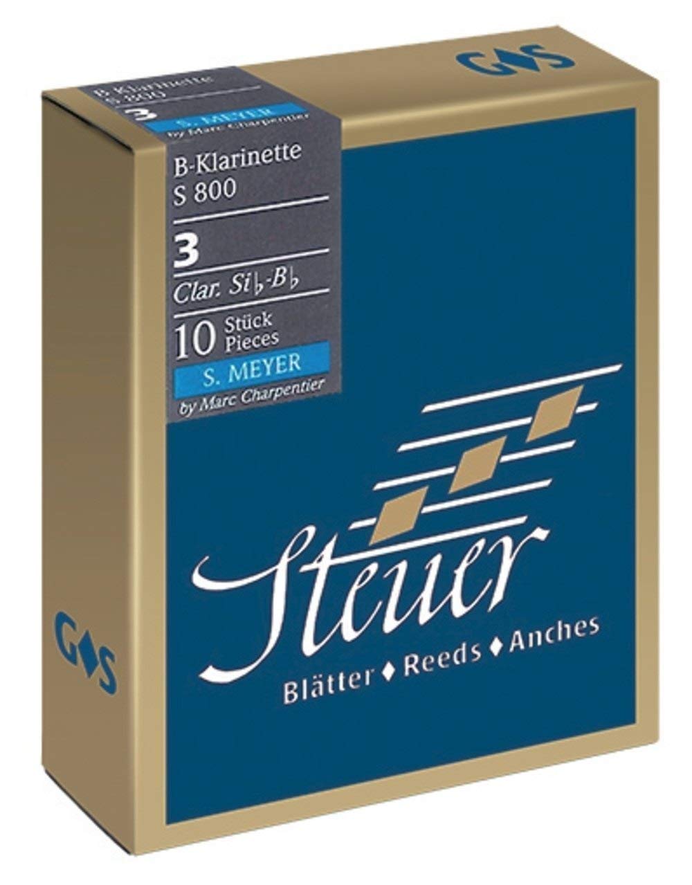 Steuer reed BB clarinet Blue Line S800 Sabine Meyer pack of 10 size 3 1/2 — image 1
