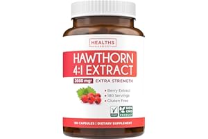 HEALTHS HARMONY Super Potent Hawthorn Berry Extract Capsules - Hawthorn Berry Supplement Made from Extra Strength Concentrate to Support Heart and Digestive Health - Vegan Non-GMO & Gluten Free (6 Month Supply)