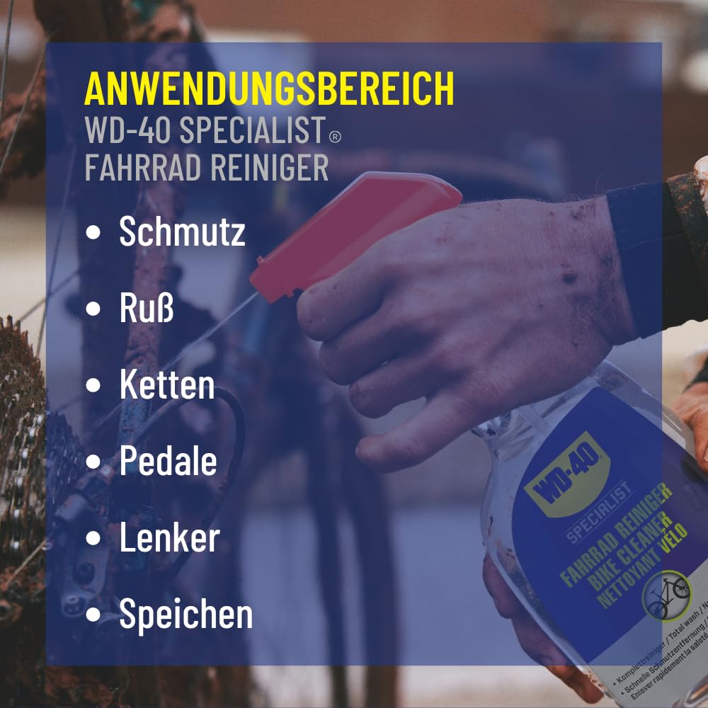 WD-40 Specialist Fahrrad Pflegeset - Komplettes Bike Pflegeset für Fahrräder mit Kettenspray, Kettenreiniger und Fahrradreiniger, eine nachhaltige Pflege und Schutz für alle Fahrradtypen, 3-teilig 5