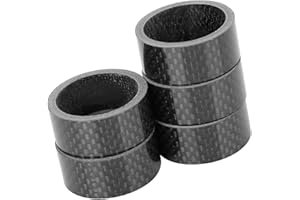 A ABSOPRO 5pcs Headset Spacer Carbon Fiber Handlebar Stem Spacers Fit 1 1/8 Inch Stem for MTB Mountain Road Bikes Bicycle Cyc