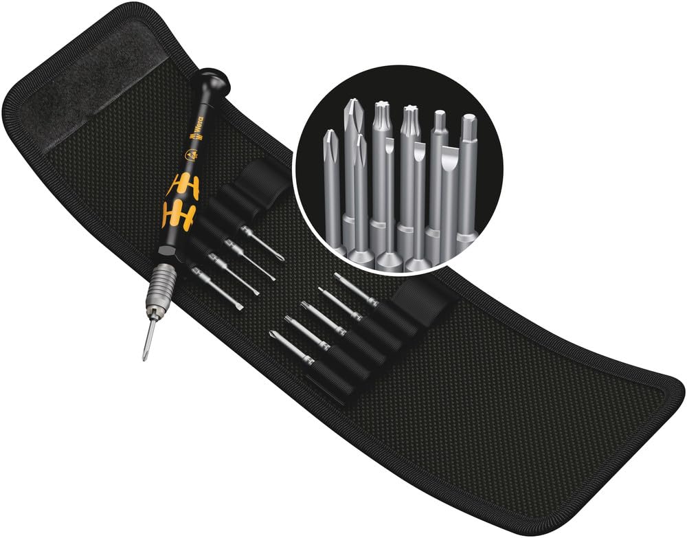 Wera Kraftform Kompakt Micro 11 ESD 1 SB Interchangeable-Bit Screwdriver Set, for electronic components, PH/TX/SL/HEX, 11PC, 05073670001