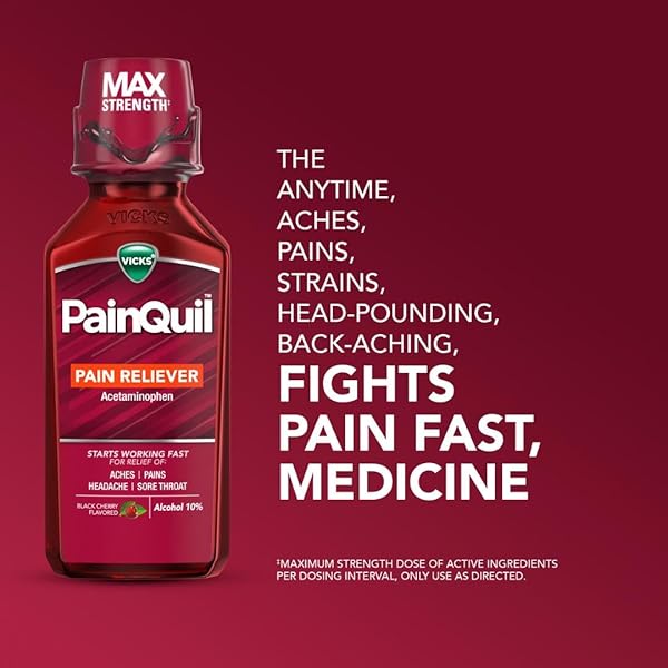 VICKS PAINQUIL PAIN RELIEF ACETAMINOPHEN 1000MG MAX STRENGTH‡ ADULT PAIN RELIEVER LIQUID 12OZ, BACKACHE HEADACHE RELIEF, 1 DAYTIME PAIN RELIEVER