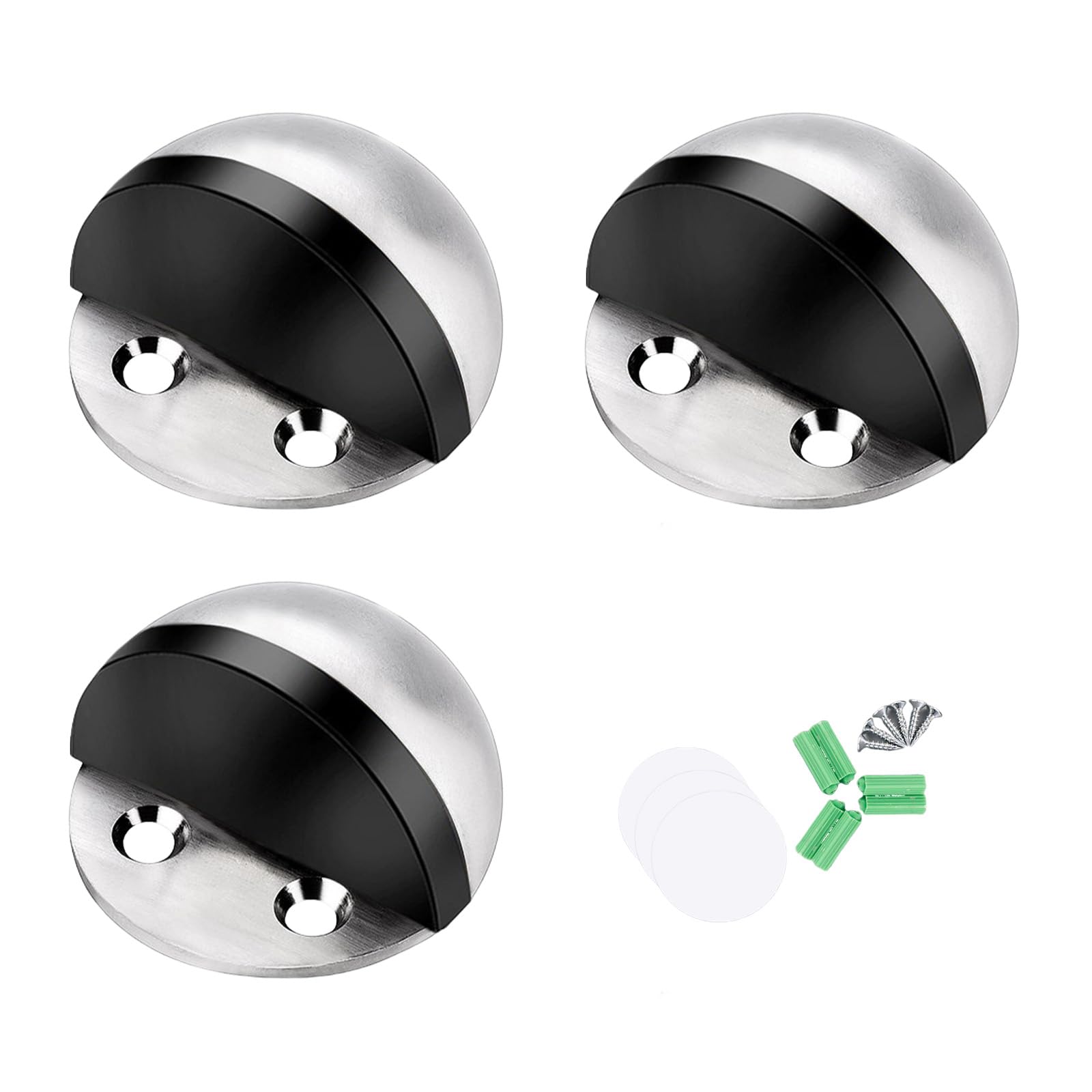3 Pack Door Stopper, Floor Door Stop,Floor Mount Door Stop,Barn Door Stopper Floor Door Stopper,for Bottom of Door Black Rubber Bumper No Drilling Doorstop Wall Protector