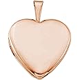 PORI JEWELERS 14K Solid Gold Heart Locket Pendant- for Photos, Messages, Sentimental - Available in Yellow, White, and Rose Gold