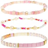 Tyebiva Tila Flat Pearl Seed Beads Stack Bracelets Set for Women, Boho Handmade Miyuki Glass Colorful Beads Friendship Stretch Bracelet Holiday Prom Jewelry Gift.