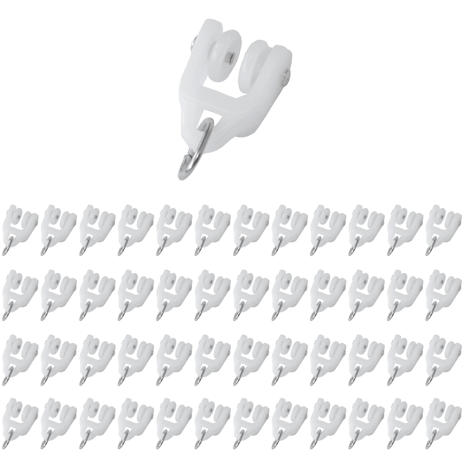 48 PCS Twin Wheeled Curtain Track Rollers Pulleys,Drapery Rail Sliding Glider (Plastic)