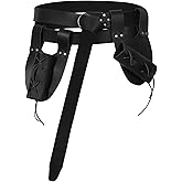 XWXLDD 3 Pcs Medieval Nordic Vikings Celtic Knight O-Belt Sword Dagger Leather Belt Medieval Scabbard Renaissance Pirate