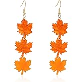 YUNXI Halloween Maple Leaf Earrings for Women Acrylic Tassel Drop Dangle Earrings Fall Autumn Leaf Jewelry