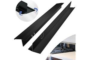 Stove Gap Covers Stainless Steel 2 Packs, 13.8~27.6 Inch Adjustable Heat Resistant Not Sharp Gap Filler, Easy to Clear Stove 