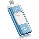 Apple MFi Certified 128GB Flash Drive for iPhone Thumb Drive Photo Stick, USB Memory Stick iPhone Flash Drive for Photos Videos, High Speed Jump Drive Compatible for iPhone/iPad/Android/PC (Blue)