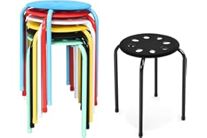 RELAX4LIFE Stackable Classroom Stools Set-of-6-17.5’’ Backless Decoration Nesting Stools w/Round Top for Office Dining Room S