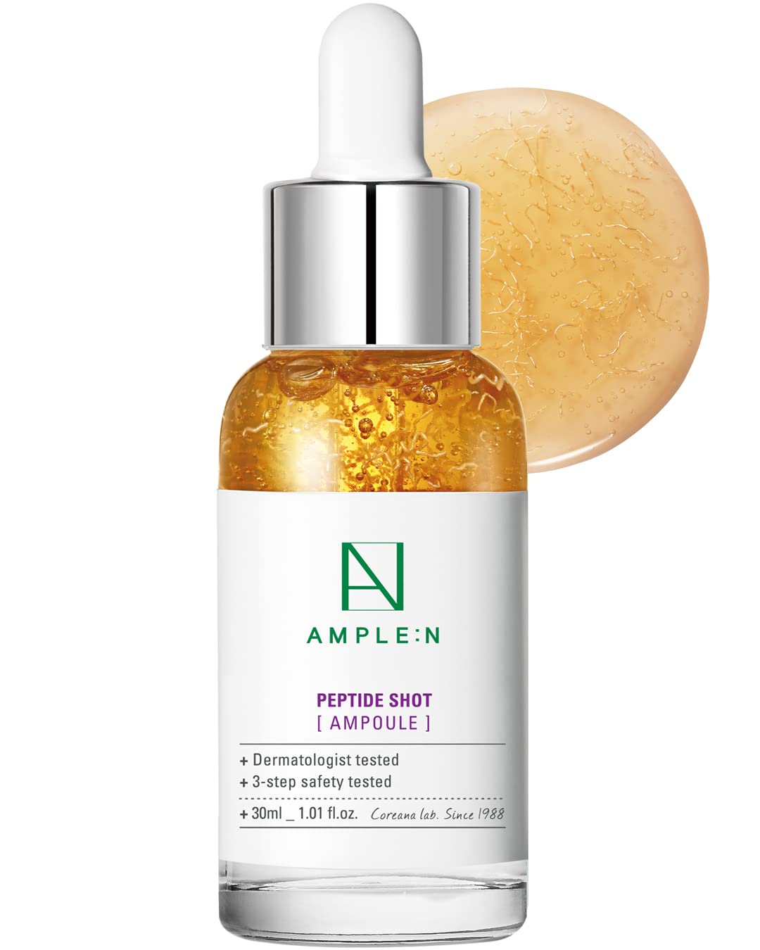 CORÉANA AMPLE:N Peptide Shot Ampoule 1.01 fl. oz. (30ml) - Ultimate Anti Aging & Anti Wrinkle Facial Firming Serum, Tri-Peptides Booster, Plump, Rejuvenating Skin Care, Lifts Sagging Skin