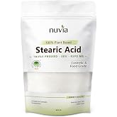 Stearic Acid - 100% Plant Based, Food Grade, Triple Pressed, Certified Sustainable, by Nuvia Organics; 8oz
