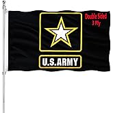 US Army Military Flag 3x5 Double Sided Heavy Duty United States Military Flag Army Black Heavy Duty 3 Ply 200D Polyester and Durable Canvas Header with 2 Brass Grommets