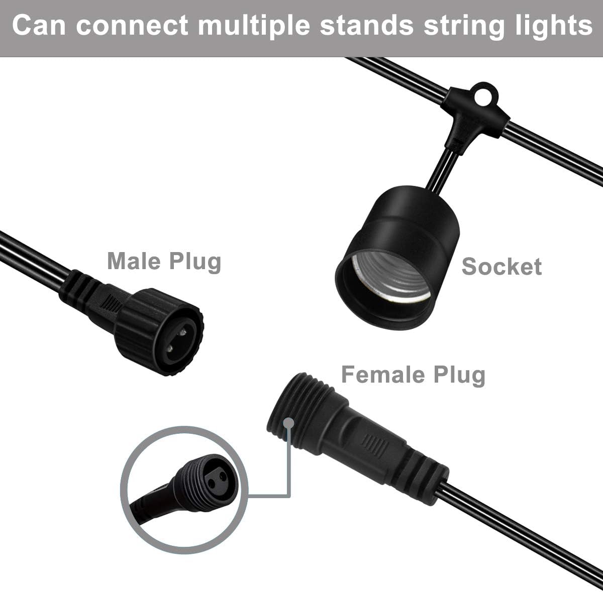 YOSION Warm White LED Outdoor String Lights, Waterproof Festoon Light - Image 5