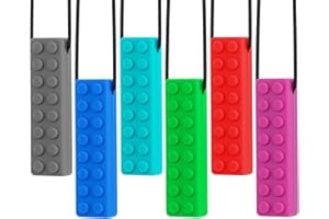 KALOVIN Chewy Necklaces for Sensory Kids, 6 Packs Silicone Teething Necklace, Oral Motor Aids Chewable Necklace for Aggressive Chewers with Autism, ADHD, SPD, or Special Need (Color 2)