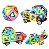 InnooTech Magnetic Building Blocks | 76 Pieces | Let Your Kid Learn Colors and Shapes through Play | Instruction Booklet and Storage Bag Included | Creative and Educational Gift for Kids