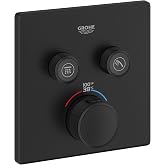 GROHE 291412430 Grohtherm Thermostatic Valve Trim, Dual Function, Matte Black