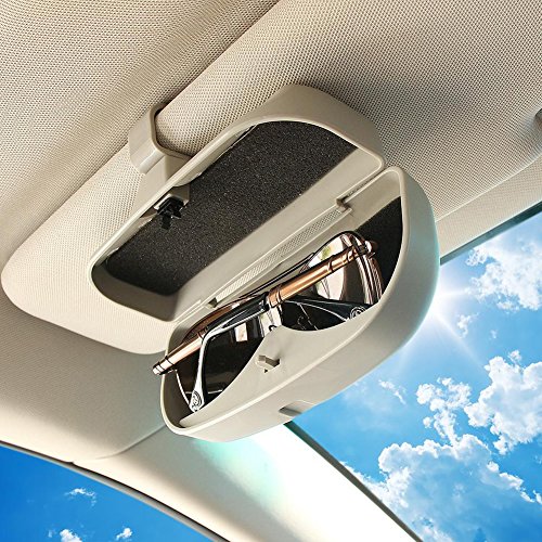Glasses Holder for Car Sun Visor,Universal Car Sunglasses Eyeglasses Case Storage Box Organizer(gray)