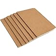 ALIMITOPIA 6 pack Notebook Brown Softcover Thread-bound Notebook Journal Diary Memo Notepad,A5 Size(5.5"X8.3"),30 sheets(Grid Pages)