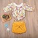 GRNSHTS Baby Girls Floral Suspenders Pant Set Long Sleeve Romper + Short Overalls (80/6-12 Months, Yellow)