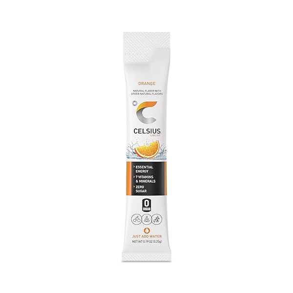CELSIUS ON-THE-GO POWDER STICK ZERO SUGAR (14 STICKS PER PACK), ORANGE, 2.60 OZ