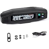 WHALETAIL Universal Motorcycle Speedometer 6 Gear 12000 RPM Km/h MPH Mini LCD VA Screen Digital Motorcycle Speedometer, Odometer, Tachometer