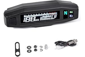 WHALETAIL Universal Motorcycle Speedometer 6 Gear 12000 RPM Km/h MPH Mini LCD VA Screen Digital Motorcycle Speedometer, Odometer, Tachometer