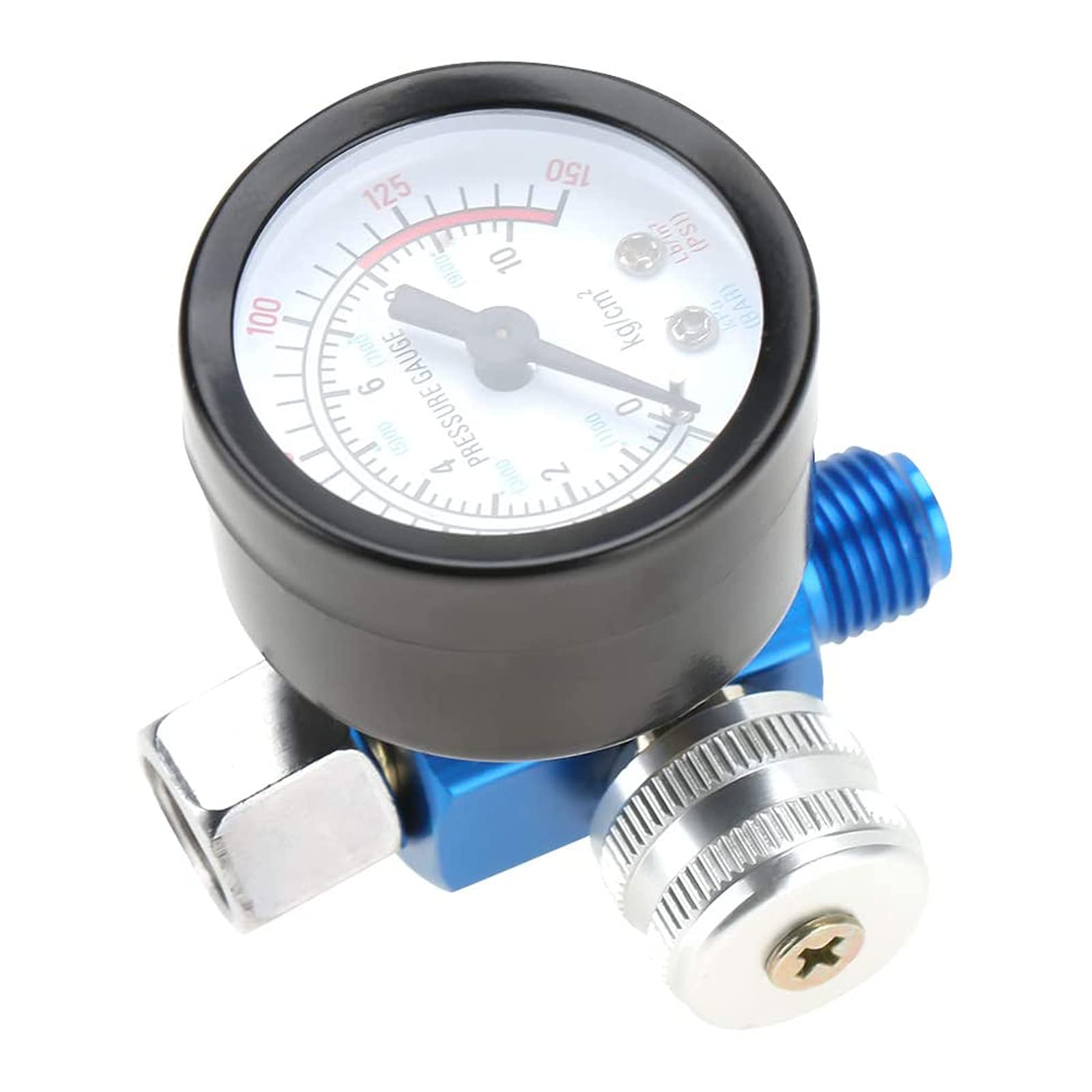 Akozon Air Pressure Regulator, 1/4in 0-150PSI Spray Paint Gun Air Pressure Regulator Pressure Gauge Pneumatic Tool Accessory