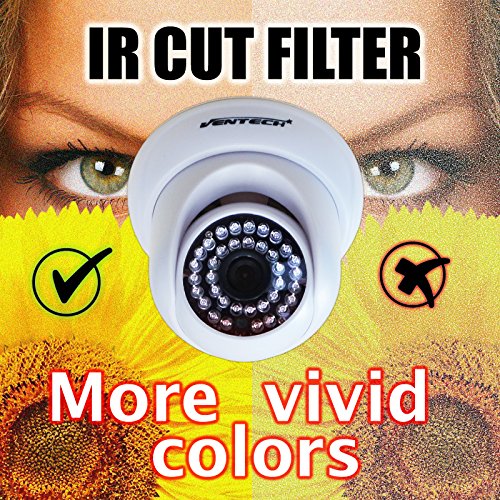 VENTECH 4 Pack CCTV Security Dome Camera Color 1000tvl 960H Analog CMOS 36 led IR-Cut Night Vision Infrared Home Surveillance 3.6mm Lens Indoor 12v Audio