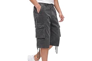 Heyfanee Mens Cargo Shorts Relaxed fit Denim Long Shorts Below Knee 14 Inches with Multi-Pocket